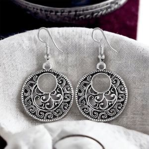 Bohemian Open Filigree Circle Dangle Earrings